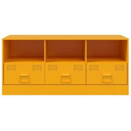 Berkfield Home TV Cabinet Mustard Yellow 99x39x44 cm Steel - Size: 99 x 39 x 44 cm - thumbnail 6
