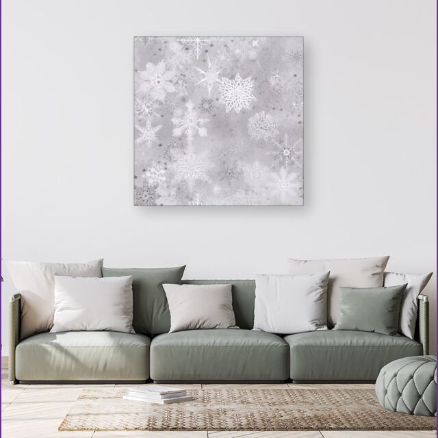Warren Reed - Designer Snowflakes Canvas in Silver - Size: w40 inch x h40 inch - image 1