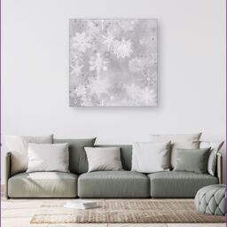 Warren Reed - Designer Snowflakes Canvas in Silver - Size: w40 inch x h40 inch - thumbnail 1