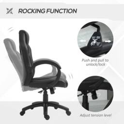 FORGEVIO Executive Racing Swivel Gaming Office Chair PU Leather in Black - thumbnail 3