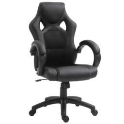 FORGEVIO Executive Racing Swivel Gaming Office Chair PU Leather in Black