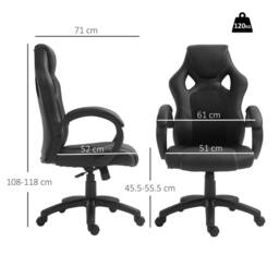 FORGEVIO Executive Racing Swivel Gaming Office Chair PU Leather in Black - thumbnail 2