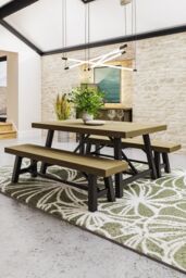 FWStyle Lowry 1.6M Large Pine Fixed Top Dining Table (H) 76 (W) 160 (D) 100cm in Brown