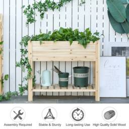 Kelvenix Wooden Raised Garden Bed Plant Stand Box in Brown - Size: 10g - thumbnail 4