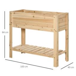 Kelvenix Wooden Raised Garden Bed Plant Stand Box in Brown - Size: 10g - thumbnail 2