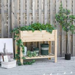 Kelvenix Wooden Raised Garden Bed Plant Stand Box in Brown - Size: 10g - thumbnail 5