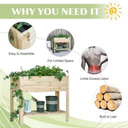 Kelvenix Wooden Raised Garden Bed Plant Stand Box in Brown - Size: 10g - thumbnail 3