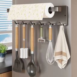 Kelvenix Grey Wall Mounted Magnetic Paper Towel Holder - thumbnail 5