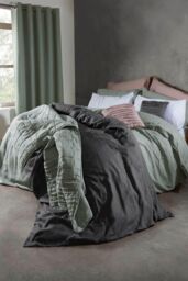 Lazy Linen 'Pure Washed Linen' Duvet Cover in Charcoal - Size: Double - thumbnail 4