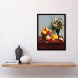Artery8 Still Life with Flowers & Fruit Latour Framed Wall Art Print in Yellow - Size: A3 - thumbnail 2