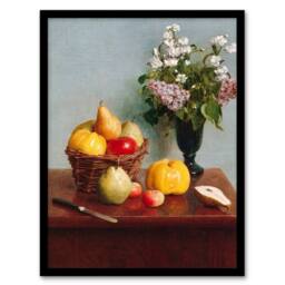 Artery8 Still Life with Flowers & Fruit Latour Framed Wall Art Print in Yellow - Size: A3 - thumbnail 1