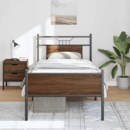 Berkfield Home Bed Frame without Mattress Brown Oak 80x200 cm Engineered Wood - thumbnail 4
