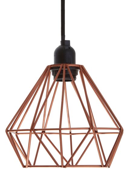Orsina Copper Wire Geometric Pendant Light, Crystalline Shape Hanging Lamp, Durable Wire Lamp With Angular Frame in Gold - image 1