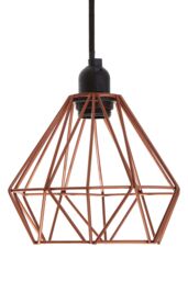 Orsina Copper Wire Geometric Pendant Light, Crystalline Shape Hanging Lamp, Durable Wire Lamp With Angular Frame in Gold - thumbnail 1