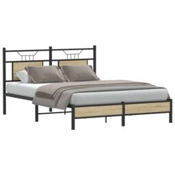Berkfield Home Decorative Bed Frame without Mattress Sonoma Oak 140x200 cm Engin in Brown - thumbnail 1