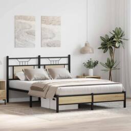 Berkfield Home Decorative Bed Frame without Mattress Sonoma Oak 140x200 cm Engin in Brown - thumbnail 4