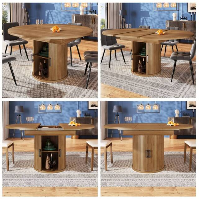 ModernLuxe Extendable 6-seater dining table with storage in Walnut - image 1