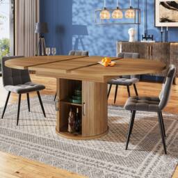 ModernLuxe Extendable 6-seater dining table with storage in Walnut - thumbnail 4