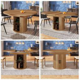 ModernLuxe Extendable 6-seater dining table with storage in Walnut