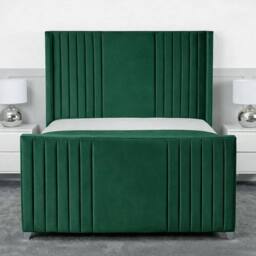 Living Comfort Bedz Emilia Plush Velvet Upholstered Bed Slatted Base with 48Inch Headboard in Green - Size: Super King - thumbnail 2
