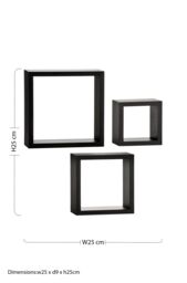 Orsina Set of 3 White MDF Wall Cubes, Floating Storage Shelves with PVC Coating, Ideal for Displaying Ornaments in Black - thumbnail 4