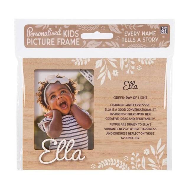 History & Heraldry Personalised Kids Wooden Picture Frame - Ella in Brown