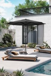Garden Sanctuary 3m Patio Outdoor Crank Parasol Solar 24 LED Lights in Dark Grey - thumbnail 3