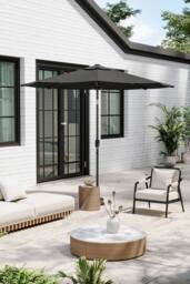 Garden Sanctuary 3m Patio Outdoor Crank Parasol Solar 24 LED Lights in Dark Grey - thumbnail 2