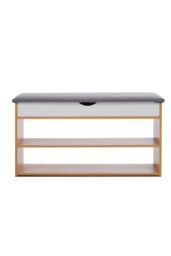Living and Home 3-Tier Shoe Storage Bench with Padded Seat in Brown - thumbnail 3