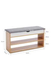 Living and Home 3-Tier Shoe Storage Bench with Padded Seat in Brown - thumbnail 6