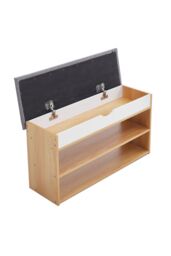 Living and Home 3-Tier Shoe Storage Bench with Padded Seat in Brown - thumbnail 5