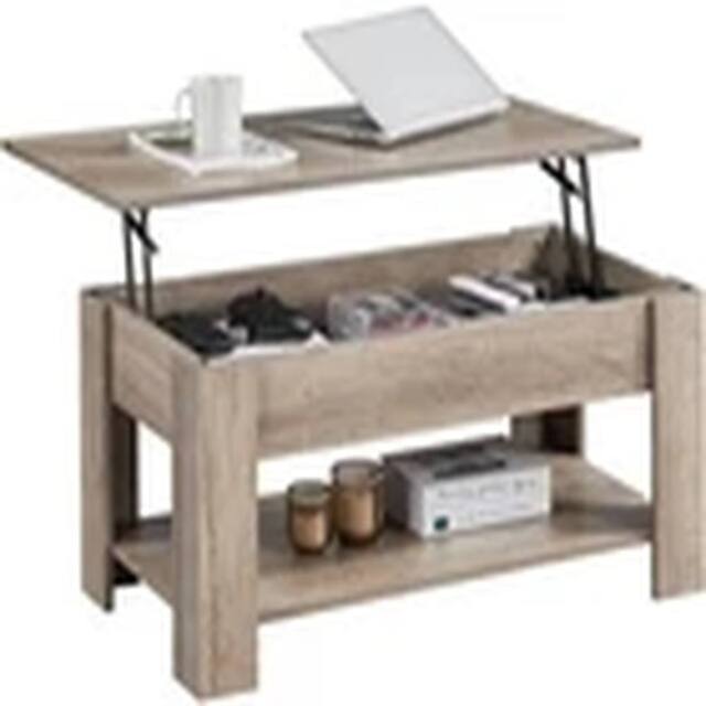EONLION Gray Wooden Coffee Table Lift Top with Storage Shelf in Grey - image 1