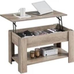 EONLION Gray Wooden Coffee Table Lift Top with Storage Shelf in Grey - thumbnail 1