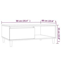 Berkfield Home Coffee Table Brown Oak 90x60x35 cm Engineered Wood - Size: 90 x 60 x 35 cm - thumbnail 9