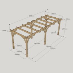 Rutland County Garden Furniture Ltd Premium Pergola 6 Posts - Wood - L180 x W600 x H270 cm - Light Green in Brown - thumbnail 4