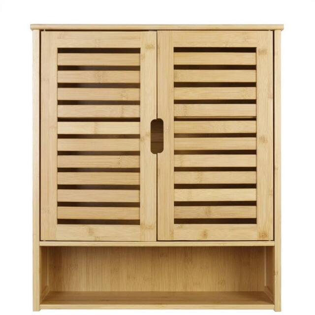 KORVIXA Natural Bamboo Bathroom Wall Cabinet in Brown - image 1