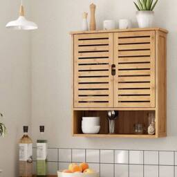 KORVIXA Natural Bamboo Bathroom Wall Cabinet in Brown - thumbnail 5