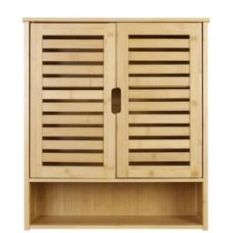 KORVIXA Natural Bamboo Bathroom Wall Cabinet in Brown
