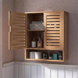 KORVIXA Natural Bamboo Bathroom Wall Cabinet in Brown - thumbnail 3