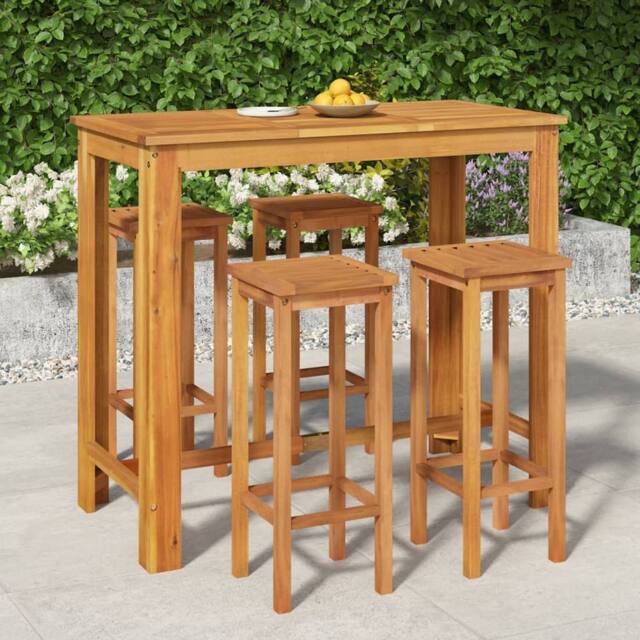 Berkfield Home 5 Piece Garden Bar Set Solid Wood Acacia in Brown - image 1