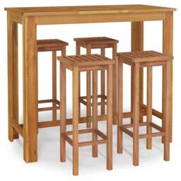 Berkfield Home 5 Piece Garden Bar Set Solid Wood Acacia in Brown - thumbnail 2