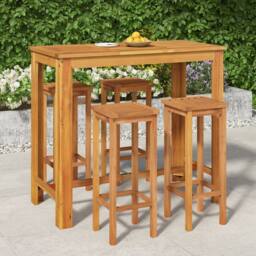 Berkfield Home 5 Piece Garden Bar Set Solid Wood Acacia in Brown - thumbnail 1