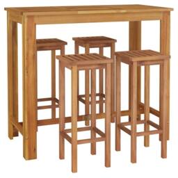 Berkfield Home 5 Piece Garden Bar Set Solid Wood Acacia in Brown - thumbnail 3