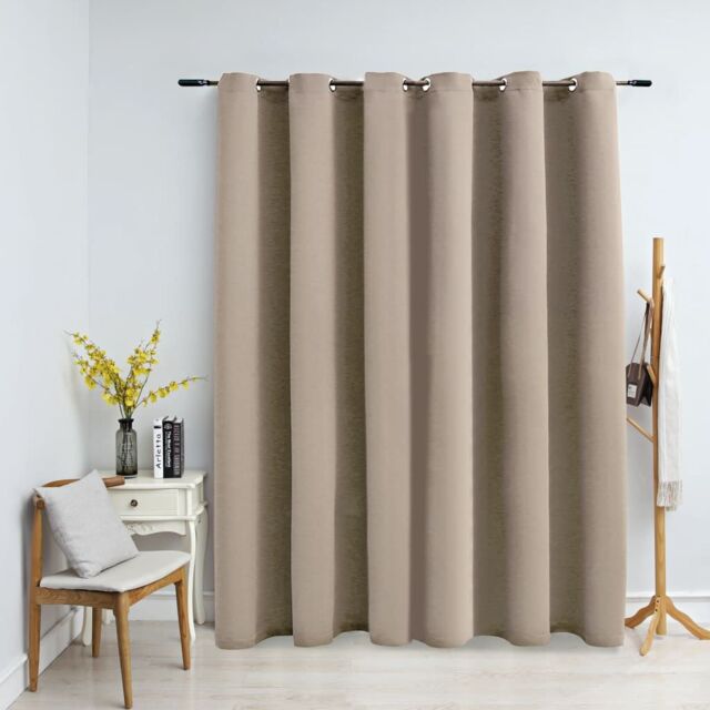 Berkfield Home Blackout Curtain with Metal Rings Beige 290x245 cm - image 1