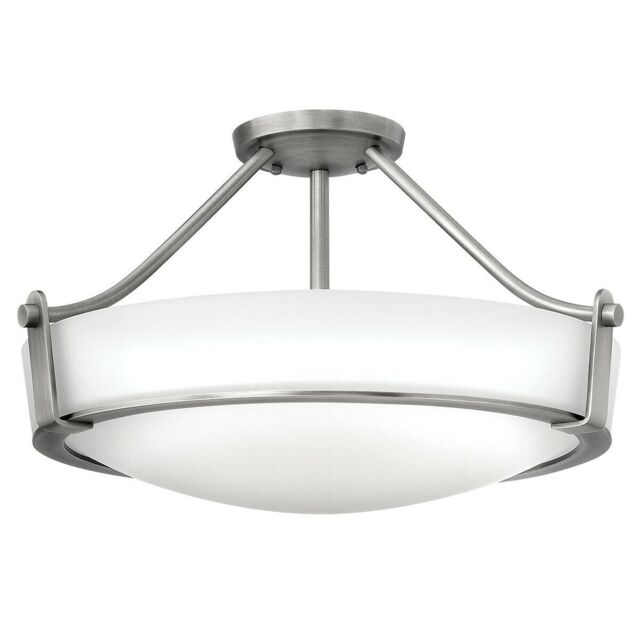 Loops 2 Bulb Flush Light Low Ceiling Antique Nickel LED E27 60W Bulb in Metallics
