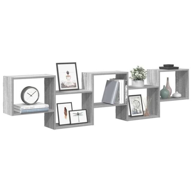 Berkfield Home Wall Cube Shelf 5 Compartments Grey Sonoma Engineered Wood - image 1