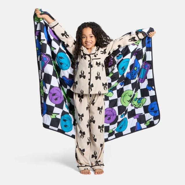 OHS Kids Checkerboard 3kg Weighted Blanket Sensory Sleep Quilted Throw - image 1