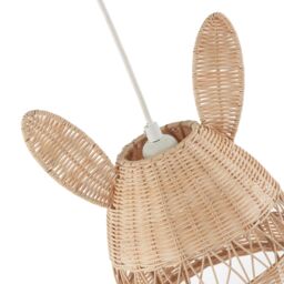 Happy Homewares Natural Woven Rattan Childrens Pendant Lighting Shade with Bunny Ears in Brown - thumbnail 5