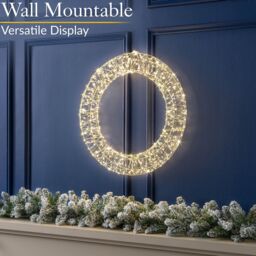 Christow Christmas Wreath Light Front Door Decoration Indoor Outdoor Xmas LED 38cm (S) 50cm (L) in White - Size: Small - thumbnail 5