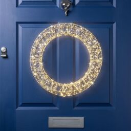 Christow Christmas Wreath Light Front Door Decoration Indoor Outdoor Xmas LED 38cm (S) 50cm (L) in White - Size: Small - thumbnail 2
